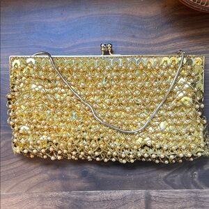 Vintage Gold Beaded Clutch